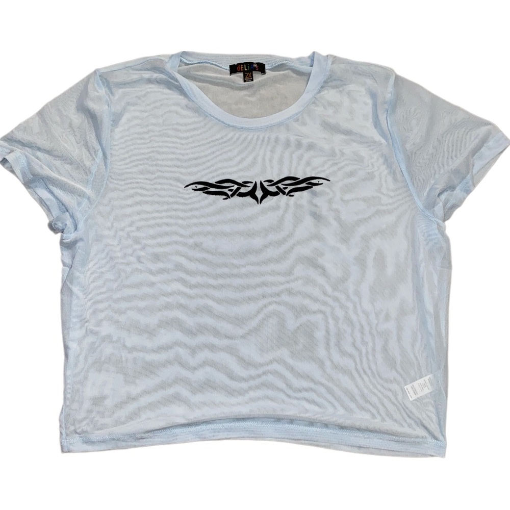 Delia’s Club EXXX Sheer blue Crop top size 2x